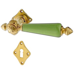 Zimmertürbeschlag aus Messing patiniert matt gold ergonomische Form